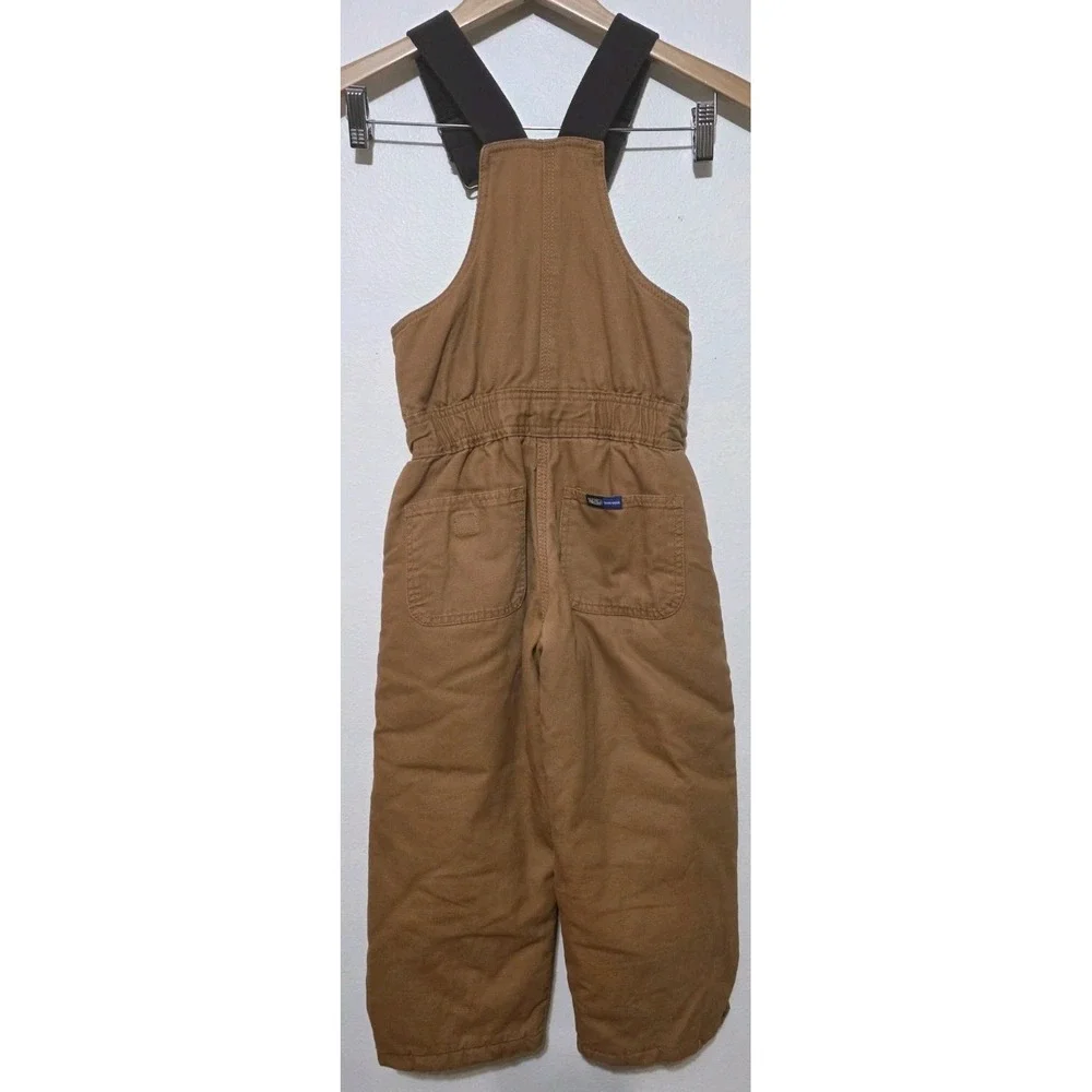 Walls Tough Wear Youth Bibs Tan Brown Lined Canvas Overall Sz 6/7 Small REG EUC‎